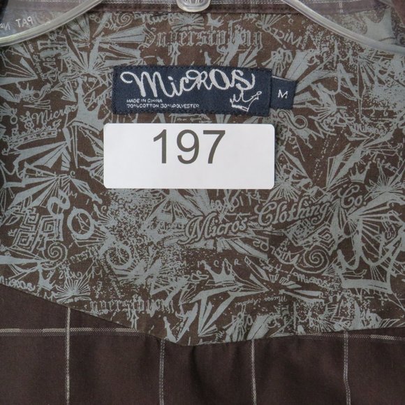 Micros* Men's Short Sleeve Button Down Snap Shirt Size‎ Medium~ One Front Pocket - Picture 4 of 8